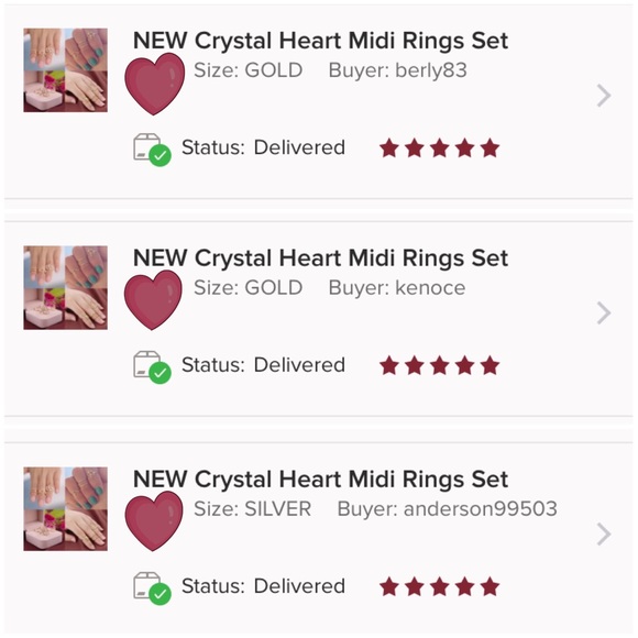 ♡ Crystal Heart ♡ Midi Rings GIFT SET - Picture 5 of 6